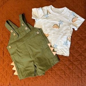 Dinosaur Overall & Shirt Set